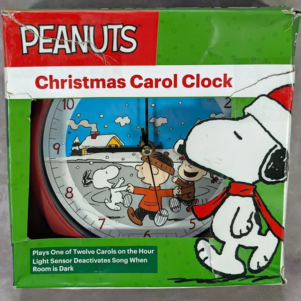 Peanuts Snoopy Charlie Brown Christmas Carol Musical Wall Clock With Stand 8 In